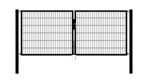 Blacky 2.0 Doppelflügel Gartentor - Höhen 80-140cm - Breiten 200-400cm, Farbe schwarz