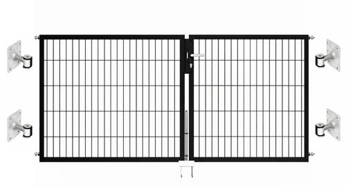 Blacky 2.0 Doppelflügel Gartentor zur Mauermontage (ohne Pfosten) - Höhen 80-140cm - Breiten 200-400cm, Farbe schwarz