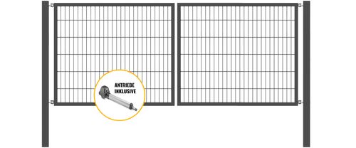 Doppeltor Optima mit E-Antrieb - Höhe 120cm, Breite 300cm (mittig geteilt)