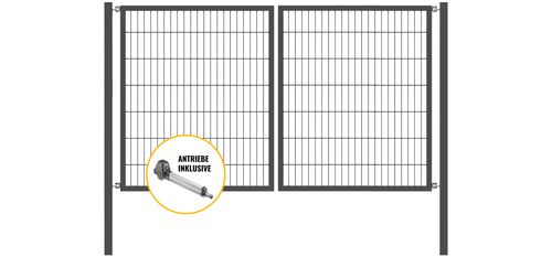 Doppeltor Optima mit E-Antrieb - Höhe 140cm, Breite 250cm (mittig geteilt)