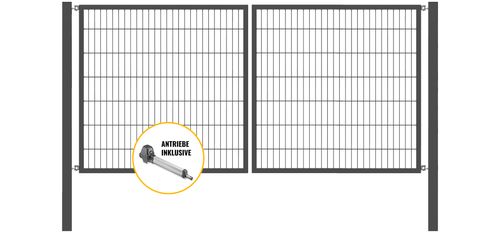 Doppeltor Optima mit E-Antrieb - Höhe 140cm, Breite 300cm (mittig geteilt)