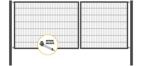 Doppeltor Optima mit E-Antrieb - Höhe 140cm, Breite 350cm (Teilung 150/200cm asymmetrisch)
