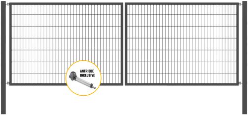 Doppeltor Optima mit E-Antrieb - Höhe 140cm, Breite 400cm (mittig geteilt)