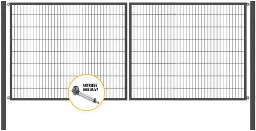 Doppeltor Optima mit E-Antrieb - Höhe 160cm, Breite 400cm (mittig geteilt)