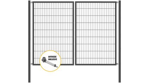 Doppeltor Optima mit E-Antrieb - Höhe 180cm, Breite 250cm (mittig geteilt)
