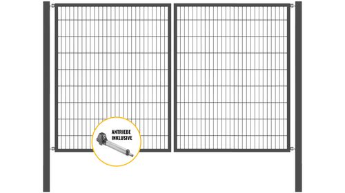 Doppeltor Optima mit E-Antrieb - Höhe 180cm, Breite 300cm (mittig geteilt)