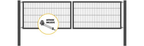 Doppeltor Optima mit E-Antrieb - Höhe 80cm, Breite 300cm (mittig geteilt)