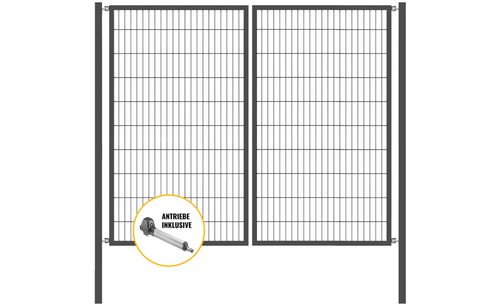 Doppeltor Optima mit E-Antrieb - Höhe 200cm, Breite 250cm (mittig geteilt)