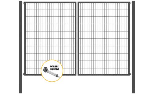 Doppeltor Optima mit E-Antrieb - Höhe 200cm, Breite 300cm (mittig geteilt)