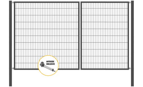 Doppeltor Optima mit E-Antrieb - Höhe 200cm, Breite 350cm (Teilung 150/200cm asymmetrisch)