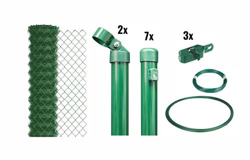 25 Meter Maschendrahtzaun, Höhe 80cm - Maschenweite 60x60mm -Komplettset-
