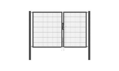 Doppelflügel Gartentor Optima 656 - Höhe 140cm, Breite 225cm (Teilung 100+125cm asymmetrisch)