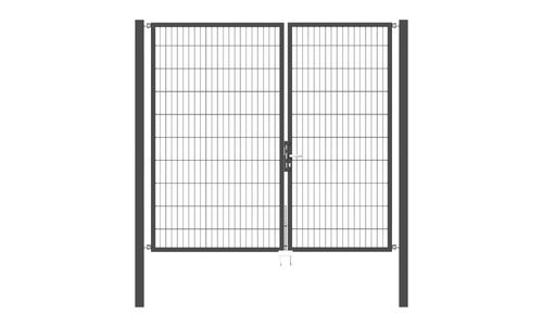 Doppelflügel Gartentor Optima 656 - Höhe 200cm, Breite 225cm (Teilung 100+125cm asymmetrisch)