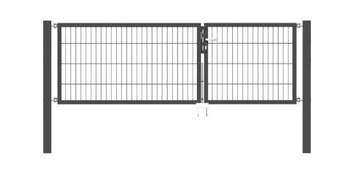 Doppelflügel Gartentor Optima 656 - Höhe 80cm, Breite 250cm (Teilung 100+150cm asymmetrisch)