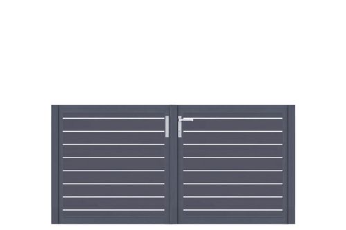 Aluminium Doppeltor Vidal Line 100 - Höhe 100cm, Breite 204cm (Teilung symmetrisch 102+102cm) inkl. Torpfosten