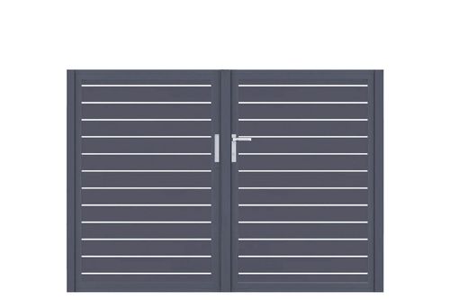 Aluminium Doppeltor Vidal Line 100 - Höhe 140cm, Breite 204cm (Teilung symmetrisch 102+102cm) inkl. Torpfosten