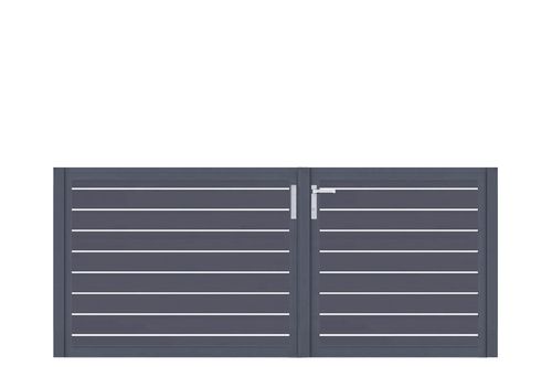 Aluminium Doppeltor Vidal Line 100 - Höhe 100cm, Breite 233cm (Teilung asymmetrisch 102+131cm) inkl. Torpfosten