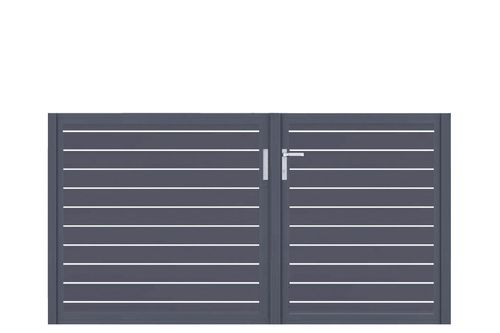 Aluminium Doppeltor Vidal Line 100 - Höhe 120cm, Breite 233cm (Teilung asymmetrisch 102+131cm) inkl. Torpfosten