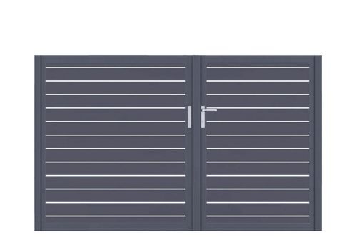 Aluminium Doppeltor Vidal Line 100 - Höhe 160cm, Breite 262cm (Teilung asymmetrisch 102+160cm) inkl. Torpfosten