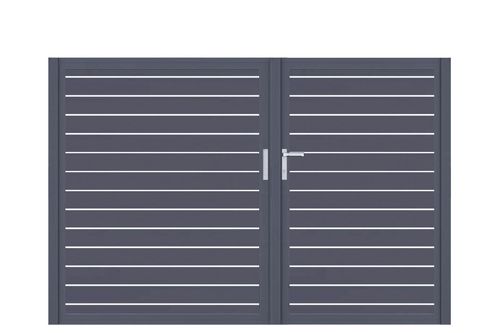 Aluminium Doppeltor Vidal Line 100 - Höhe 160cm, Breite 233cm (Teilung asymmetrisch 102+131cm) inkl. Torpfosten