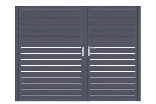 Aluminium Doppeltor Vidal Line 100 - Höhe 180cm, Breite 233cm (Teilung asymmetrisch 102+131cm) inkl. Torpfosten
