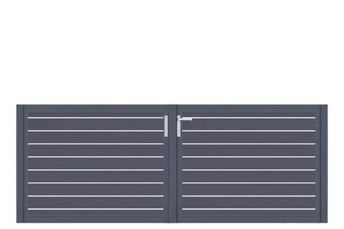 Aluminium Doppeltor Vidal Line 100 - Höhe 100cm, Breite 262cm (Teilung symmetrisch 131+131cm) inkl. Torpfosten