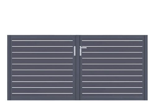 Aluminium Doppeltor Vidal Line 100 - Höhe 120cm, Breite 262cm (Teilung symmetrisch 131+131cm) inkl. Torpfosten