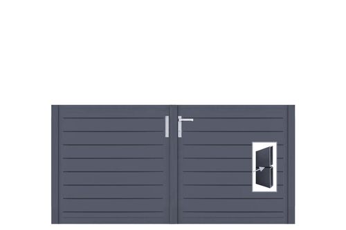 Aluminium Doppeltor Vidal Pure - Höhe 100cm, Breite 204cm (Teilung symmetrisch 102+102cm) inkl. Torpfosten