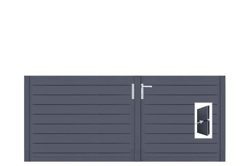 Aluminium Doppeltor Vidal Pure - Höhe 100cm, Breite 233cm (Teilung asymmetrisch 102+131cm) inkl. Torpfosten