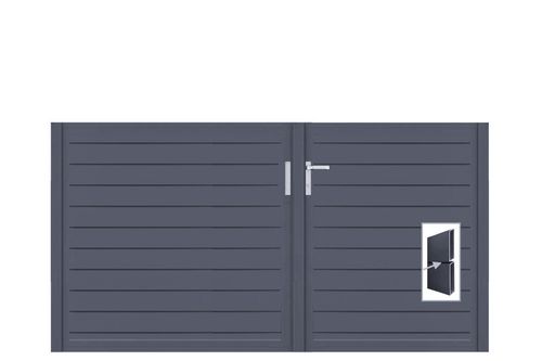 Aluminium Doppeltor Vidal Pure - Höhe 120cm, Breite 233cm (Teilung asymmetrisch 102+131cm) inkl. Torpfosten