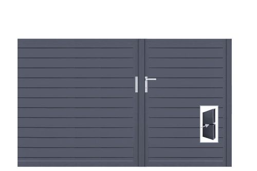 Aluminium Doppeltor Vidal Pure - Höhe 140cm, Breite 233cm (Teilung asymmetrisch 102+131cm) inkl. Torpfosten