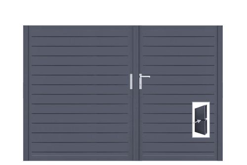 Aluminium Doppeltor Vidal Pure - Höhe 160cm, Breite 233cm (Teilung asymmetrisch 102+131cm) inkl. Torpfosten