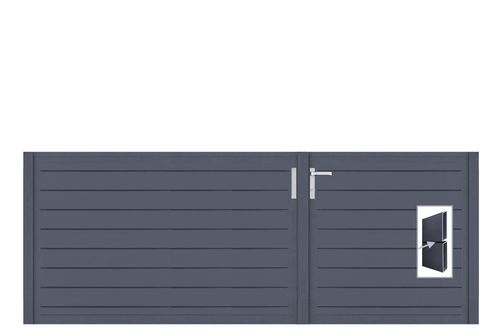 Aluminium Doppeltor Vidal Pure - Höhe 100cm, Breite 262cm (Teilung asymmetrisch 102+160cm) inkl. Torpfosten