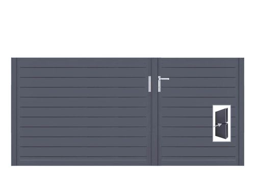 Aluminium Doppeltor Vidal Pure - Höhe 120cm, Breite 262cm (Teilung asymmetrisch 102+160cm) inkl. Torpfosten