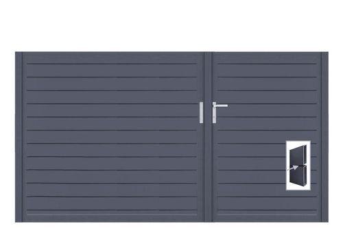 Aluminium Doppeltor Vidal Pure - Höhe 140cm, Breite 262cm (Teilung asymmetrisch 102+160cm) inkl. Torpfosten