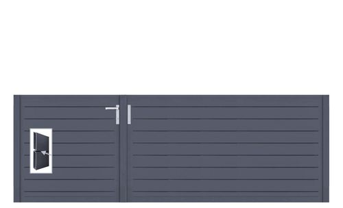 Aluminium Doppeltor Vidal Pure - Höhe 100cm, Breite 291cm (Teilung asymmetrisch 102+189cm) inkl. Torpfosten