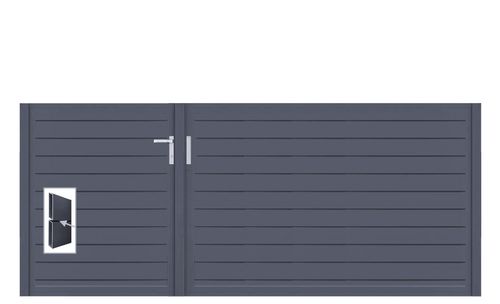 Aluminium Doppeltor Vidal Pure - Höhe 120cm, Breite 291cm (Teilung asymmetrisch 102+189cm) inkl. Torpfosten