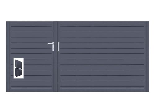Aluminium Doppeltor Vidal Pure - Höhe 140cm, Breite 291cm (Teilung asymmetrisch 102+189cm) inkl. Torpfosten
