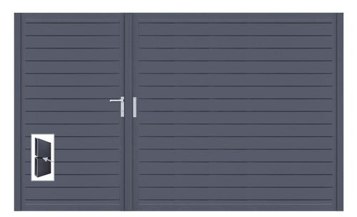 Aluminium Doppeltor Vidal Pure - Höhe 180cm, Breite 291cm (Teilung asymmetrisch 102+189cm) inkl. Torpfosten