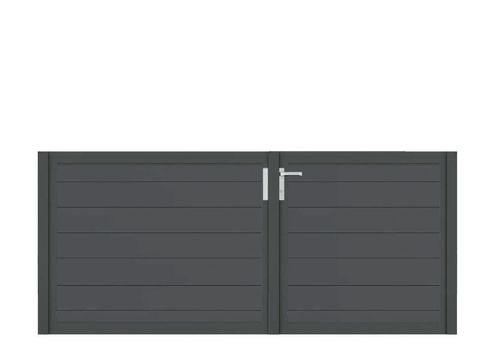 Aluminium Doppeltor Vidal Snap - Höhe 100cm, Breite 233cm (Teilung asymmetrisch 102+131cm) inkl. Torpfosten