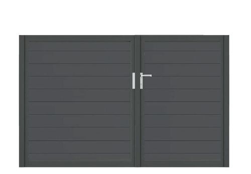 Aluminium Doppeltor Vidal Snap - Höhe 140cm, Breite 233cm (Teilung asymmetrisch 102+131cm) inkl. Torpfosten