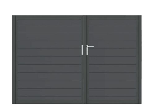 Aluminium Doppeltor Vidal Snap - Höhe 160cm, Breite 233cm (Teilung asymmetrisch 102+131cm) inkl. Torpfosten