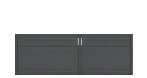 Aluminium Doppeltor Vidal Snap - Höhe 100cm, Breite 262cm (Teilung asymmetrisch 102+160cm) inkl. Torpfosten