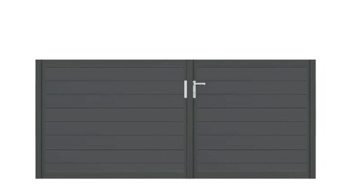 Aluminium Doppeltor Vidal Snap - Höhe 120cm, Breite 262cm (Teilung asymmetrisch 102+160cm) inkl. Torpfosten
