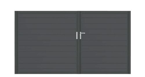 Aluminium Doppeltor Vidal Snap - Höhe 160cm, Breite 262cm (Teilung asymmetrisch 102+160cm) inkl. Torpfosten