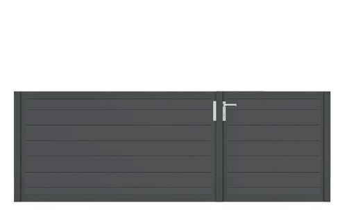 Aluminium Doppeltor Vidal Snap - Höhe 100cm, Breite 291cm (Teilung asymmetrisch 102+189cm) inkl. Torpfosten