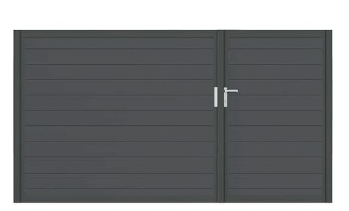 Aluminium Doppeltor Vidal Snap - Höhe 160cm, Breite 291cm (Teilung asymmetrisch 102+189cm) inkl. Torpfosten
