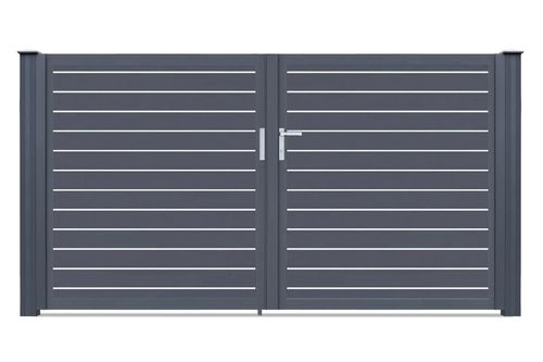 Aluminium Doppeltor Vidal Line 100 - Höhe 140cm, Breite 262cm (Teilung symmetrisch 131+131cm) inkl. Torpfosten
