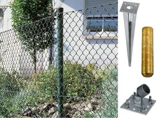 Maschendraht Grün mit Bodenhülsen