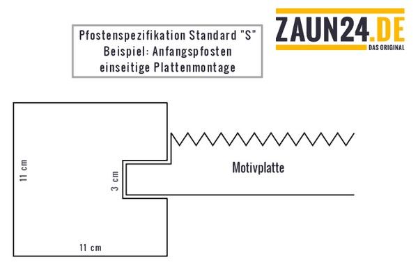 Pfosten für 1-seitige Plattenmontage